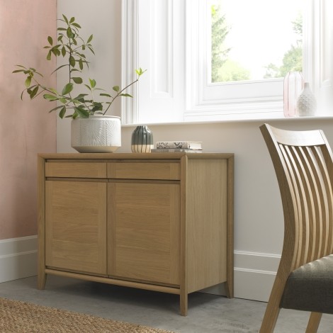 Bergen - Oak - Narrow Sideboard - Curved Tapering Legs