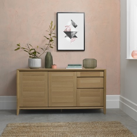 Bergen - Oak - Wide Sideboard - Curved Tapering Legs