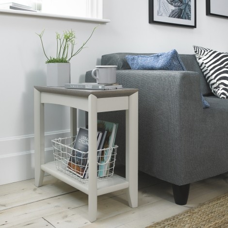 Bergen - Grey Washed Oak Top - Side Table / Lamp Table - Soft Grey Pigment Frame