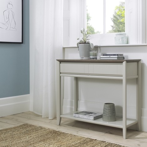 Bergen - Grey Washed Oak Top - Console Table With Drawer - Soft Grey Pigment Frame