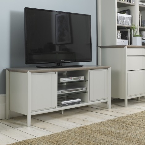 Bergen - Grey Washed Oak Top - Entertainment Unit - Soft Grey Pigment Frame