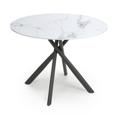 Avesta - White Marble Effect Round Dining Table - 100cm