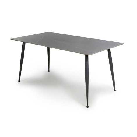 Monaco - Grey - Granite Top - 1.6m - Medium Dining Table - Black Metal Legs