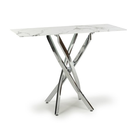 Astoria - White and Grey Marble Effect Glass Top Console Table - Chrome Legs