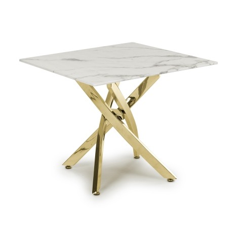 Astoria Square White/Gold Lamp Table