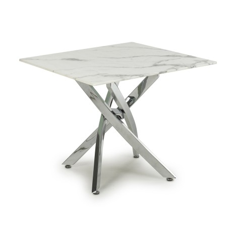 Astoria Square White/Chrome Lamp Table