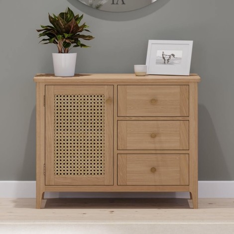 Hanford -  Natural Oak Standard 1 Door 3 Drawer Sideboard