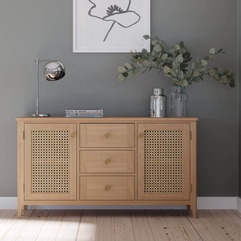 Hanford -  Natural Oak Large 2 Door 3 Drawer Sideboard