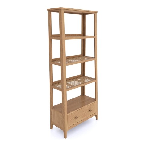 Hanford -  Natural Oak 4 Shelves Ladder Unit With Plus Drawer