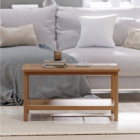 Hanford -  Natural Oak Coffee Table With Open Shelf