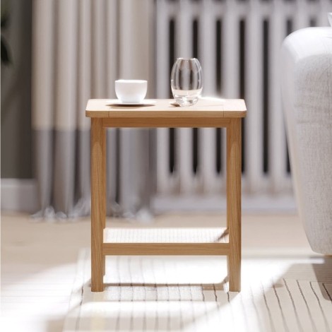 Hanford -  Natural Oak Side Table with Shelf