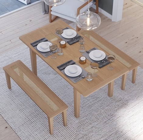 Hanford -  Natural Oak Extending Dining Table  140 to 180cm/1.4m to 1.8m Tapered Legs