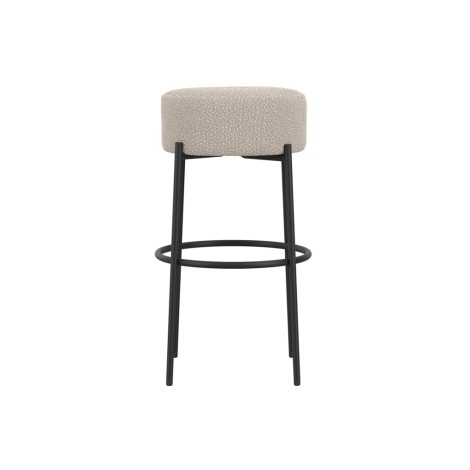 Anais - Buff Boucle Fabric Dining Counter / Bar Stool - Black Metal Legs