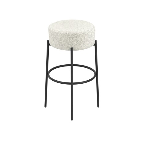 Anais - Ivory Boucle Fabric Dining Counter / Bar Stool - Black Metal Legs