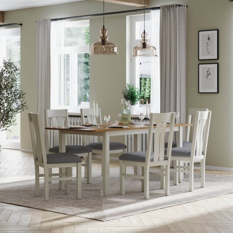 Arlena - Oak Top Medium Extending Dining Table 125cm to 165cm/1.25m to 1.65m - Grey Painted Finish