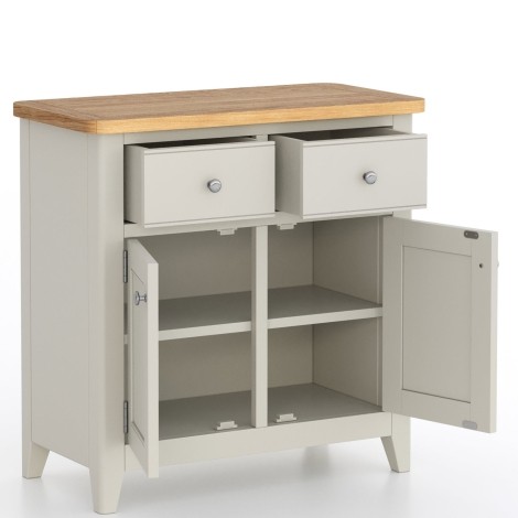 Arlena - Oak Top 2 Door 2 Drawer Small Sideboard - Grey Painted Finish