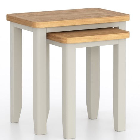 Arlena - Oak Top Nest of 2 Tables - Grey Painted Finish