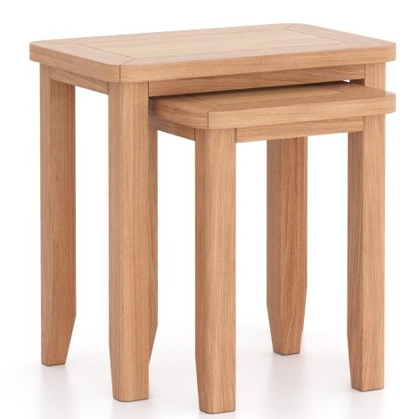 Arlena - Natural Oak Nest of 2 Tables - Matte Lacquer Finish