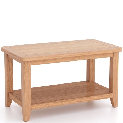 Arlena - Natural Oak Coffee Table with Shelf - Matte Lacquer Finish