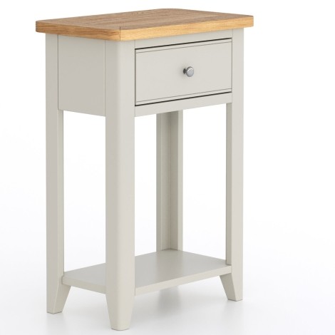 Arlena - Oak Top 1 Drawer Tall Lamp Table - Grey Painted Finish