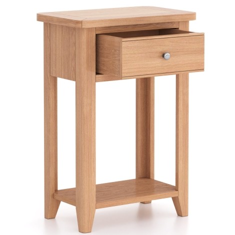 Arlena - Natural Oak 1 Drawer Tall Lamp Table - Matte Lacquer Finish