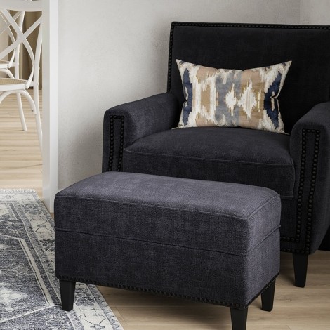 Atticus - Anthracite Linen Blend Fabric Accent Chair