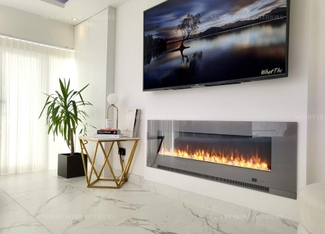 Aurora - Media Wall - Insert - Electric Fire - Grey - 72"