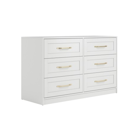 Austen - Shaker Style White Extra Wide Chest of 6 Drawers