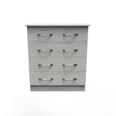 Avon - 4 Drawer - Wide Chest - White Marble Effect