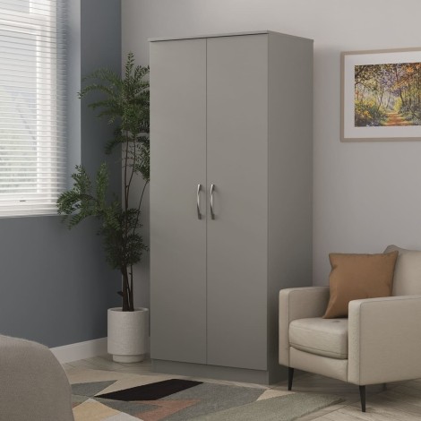 Avon - 2 Door - Double - Plain Wardrobe - Dusk Grey Effect