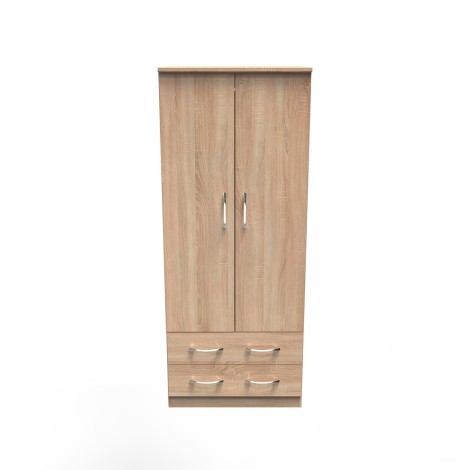 Avon - 2 Door 2 Drawer - Tall - Double - Plain Wardrobe - Bardolino Oak Finish