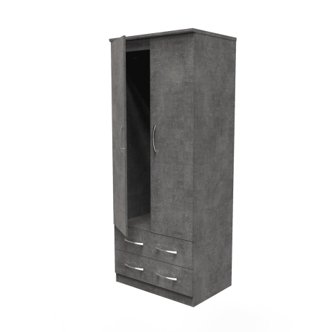 Avon - 2 Door 2 Drawer - Double - Plain Wardrobe - Pewter Grey Finish