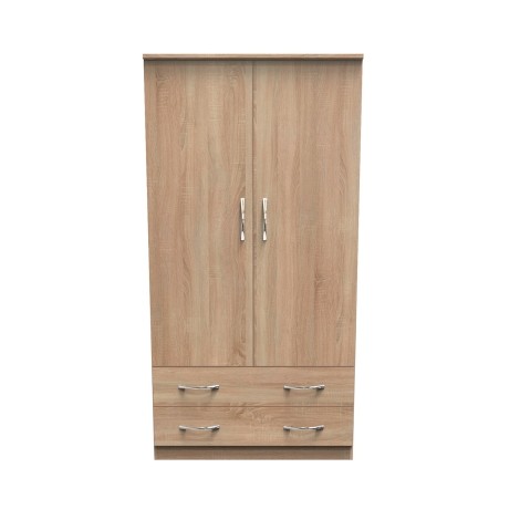 Avon - 2 Door 2 Drawer - Double - Plain Wardrobe - Bardolino Oak Finish