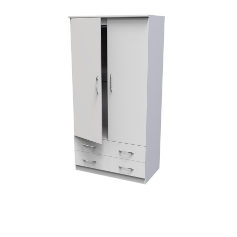 Avon - 2 Door 2 Drawer- Plain - Double Wardrobe - White Matt Finish