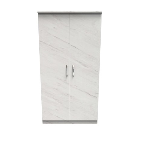 Avon - 2 Door - Plain Wardrobe - White Marble Effect