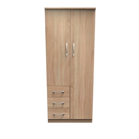 Avon - 2 Door 3 Drawer - Double - Plain Wardrobe - Bardolino Oak Finish