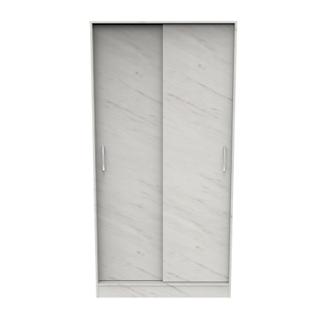 Avon - 2 Sliding Door - Tall - Wardrobe - White Marble Effect