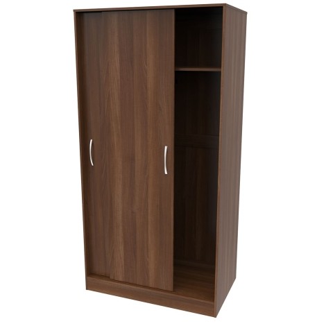 Avon - 2 Sliding Door - Tall - Double Wardrobe - Noche Walnut Finish