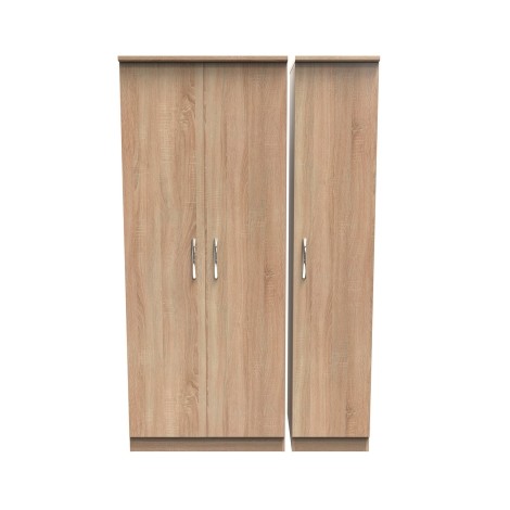 Avon - 3 Door - Triple - Plain Wardrobe - Bardolino Oak Finish