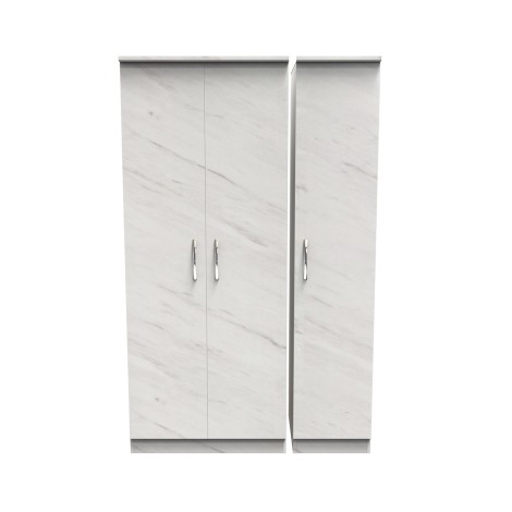 Avon - 3 Door - Triple - Plain Wardrobe - White Marble Effect