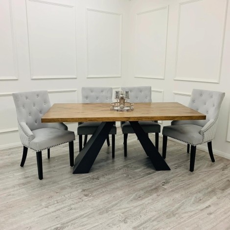 Axel - Solid Pine Top Dining Table with Matt Black Metal Legs - 1.8m