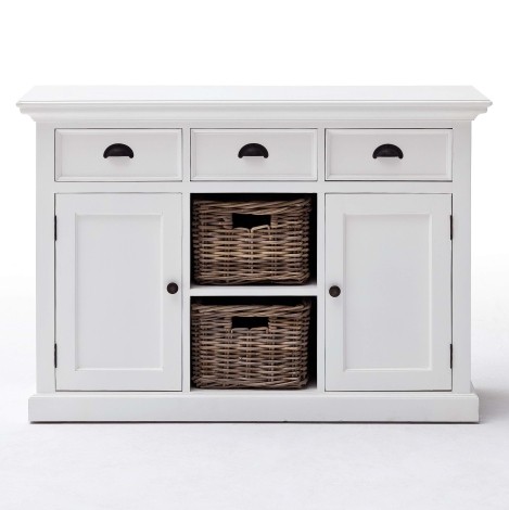 Halifax - Pure White Painted - 2 Basket Sideboard