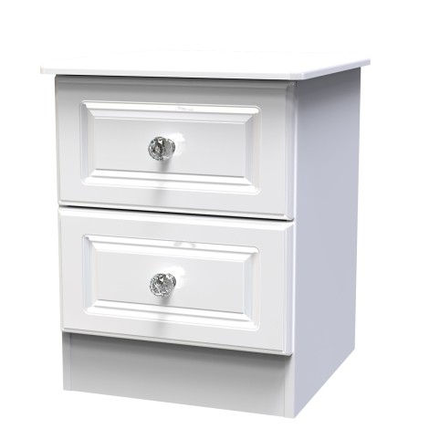 Balmoral - 2 Drawer - Bedside Cabinet - White Gloss Finish