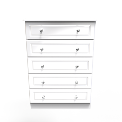 Balmoral - 5 Drawer - Wide Chest - White Gloss Finish