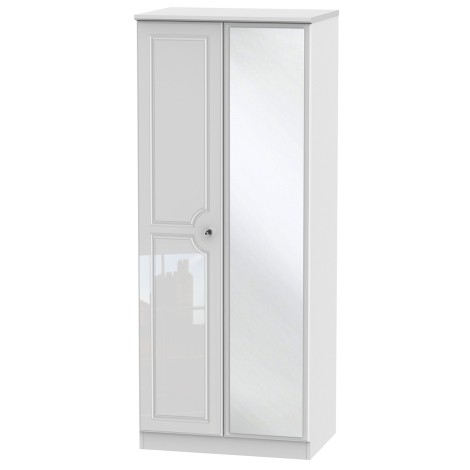 Balmoral - 2 Door - Mirrored Medium Robe- White Gloss Finish