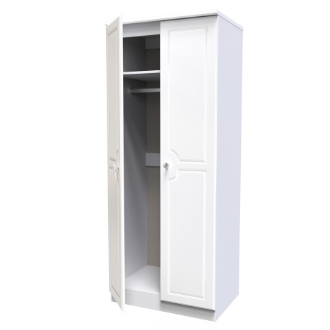 Balmoral - 2 Door - Plain - Tall Wardrobe - White Gloss Finish