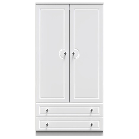 Balmoral - 2 Door 2 Drawer - Plain Wardrobe - White Gloss Finish