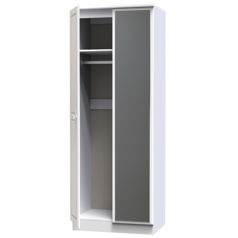 Balmoral - 2 Door - Double - Tall - Mirrored Wardrobe - White Gloss Finish