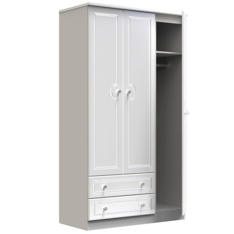 Balmoral - 3 Door 2 Drawer - Triple - Plain Wardrobe - White Gloss Finish