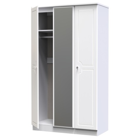 Balmoral - 3 Door - Triple - Mirrored Wardrobe - White Gloss Finish